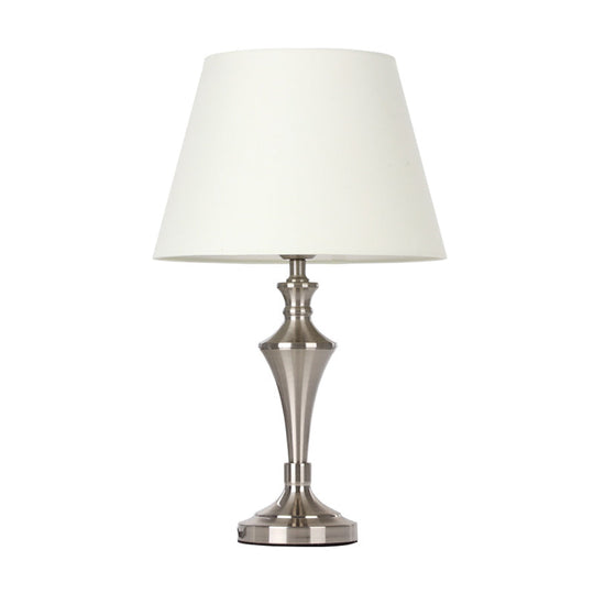 Modern White Fabric Table Lamp With Conical Shade - Perfect For Living Room Nightstands