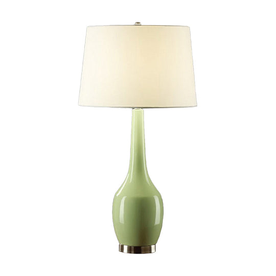 Modern Tapered Drum Table Light - Vibrant 1-Light Nightstand Lamp With Long Neck Vase Base In