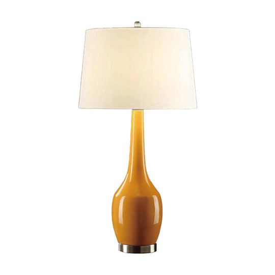 Modern Tapered Drum Table Light - Vibrant 1-Light Nightstand Lamp With Long Neck Vase Base In