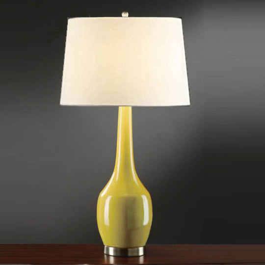 Modern Tapered Drum Table Light - Vibrant 1-Light Nightstand Lamp With Long Neck Vase Base In