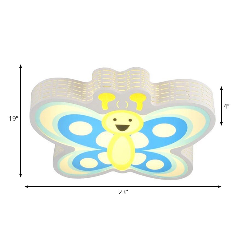 Plafonnier en acrylique jaune en forme de papillon pour jardin d'enfants - Design moderne