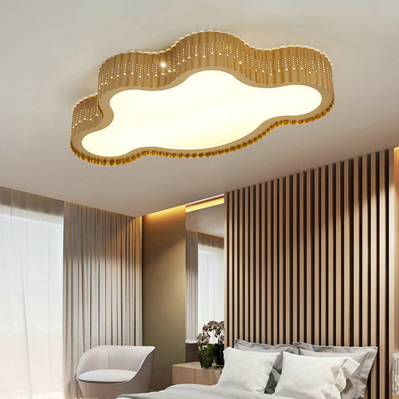 Scalloped Cloud Acrylic Kids LED Ceiling Light for Kindergarten - Brown Flush Mount Lamp