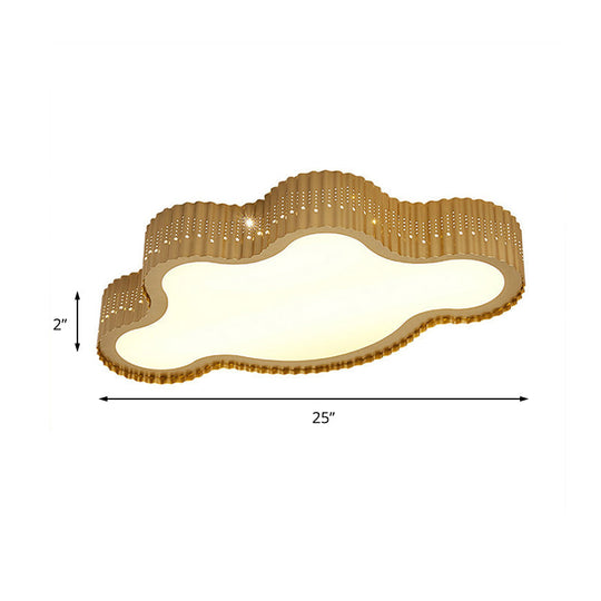 Scalloped Cloud Acrylic Kids LED Ceiling Light for Kindergarten - Brown Flush Mount Lamp