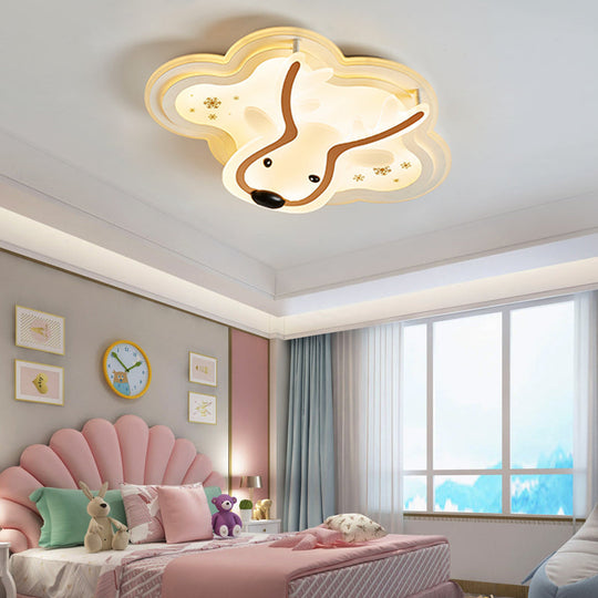 Deer Face Flushmount LED Ceiling Light with Cloud Canopy - Ideal for Nursing Room