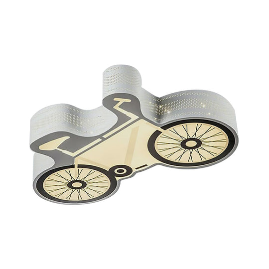 Kids White Bicycle Flush Mount LED Ceiling Light Fixture for Bedroom