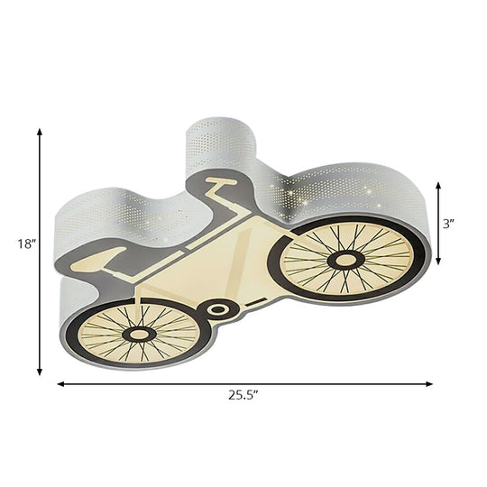 Kids White Bicycle Flush Mount LED Ceiling Light Fixture for Bedroom