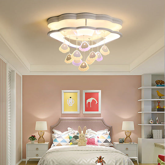 Kid's Bedroom Ceiling Lamp: Modern Shell Shape, White Acrylic LED Flush Light