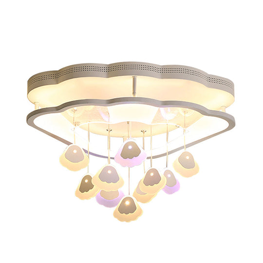 Kid's Bedroom Ceiling Lamp: Modern Shell Shape, White Acrylic LED Flush Light