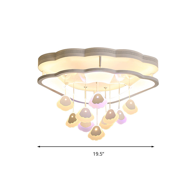 Kid's Bedroom Ceiling Lamp: Modern Shell Shape, White Acrylic LED Flush Light