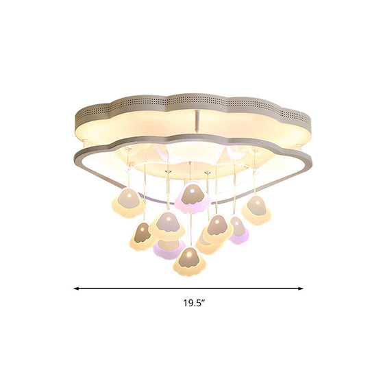 Kid's Bedroom Ceiling Lamp: Modern Shell Shape, White Acrylic LED Flush Light