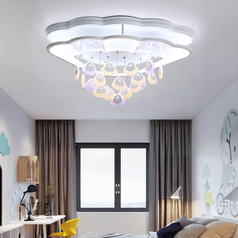 Kid's Bedroom Ceiling Lamp: Modern Shell Shape, White Acrylic LED Flush Light