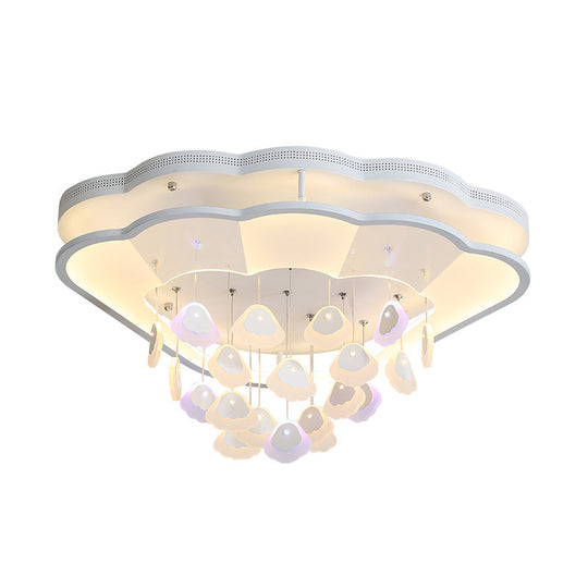 Kid's Bedroom Ceiling Lamp: Modern Shell Shape, White Acrylic LED Flush Light