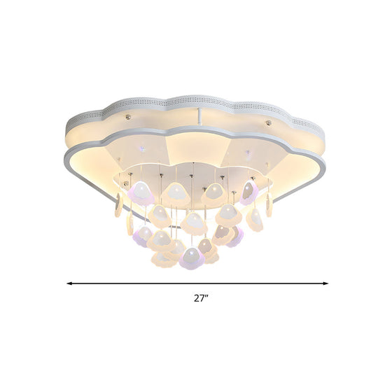 Kid's Bedroom Ceiling Lamp: Modern Shell Shape, White Acrylic LED Flush Light