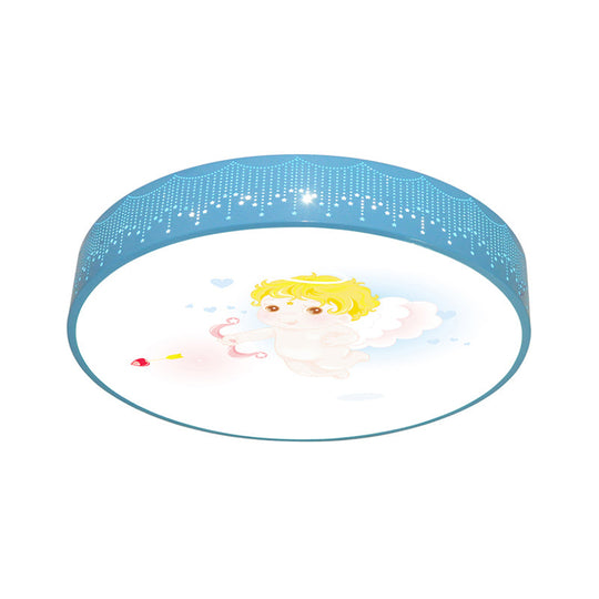 Kids Cartoon Circle Ceiling Light - Flush Acrylic Fixture