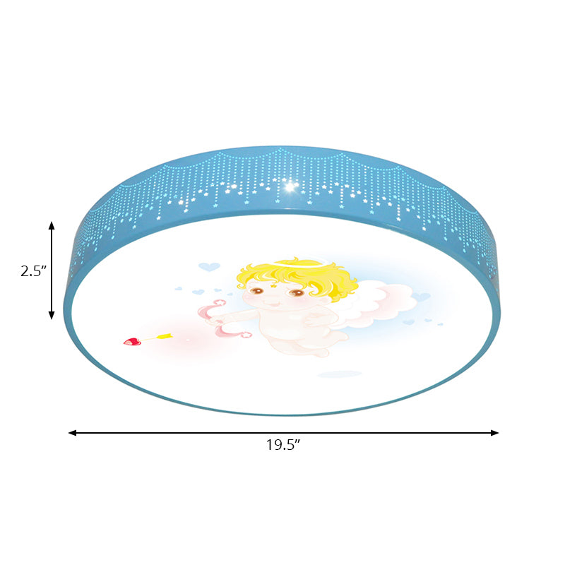 Kids Cartoon Circle Ceiling Light - Flush Acrylic Fixture