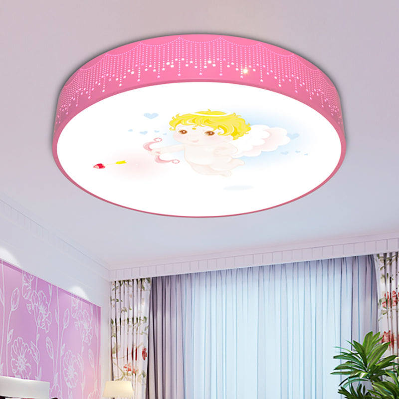 Kid's Cartoon Circle Ceiling Light - Flush Acrylic Ceiling Fixture