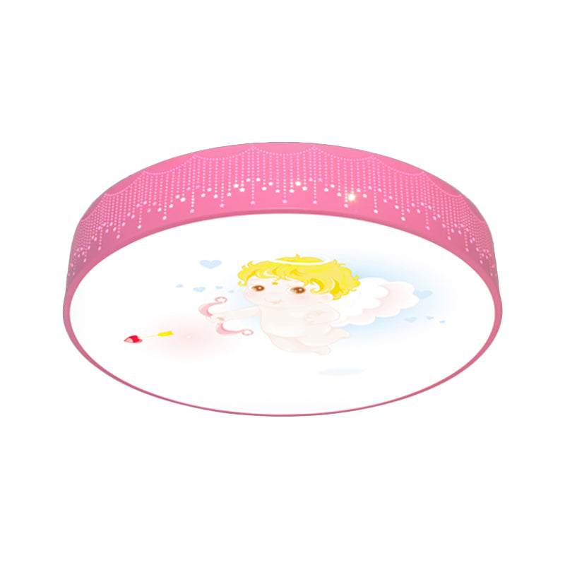 Kids Cartoon Circle Ceiling Light - Flush Acrylic Fixture