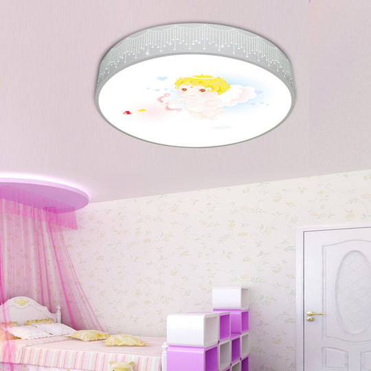 Kid's Cartoon Circle Ceiling Light - Flush Acrylic Ceiling Fixture