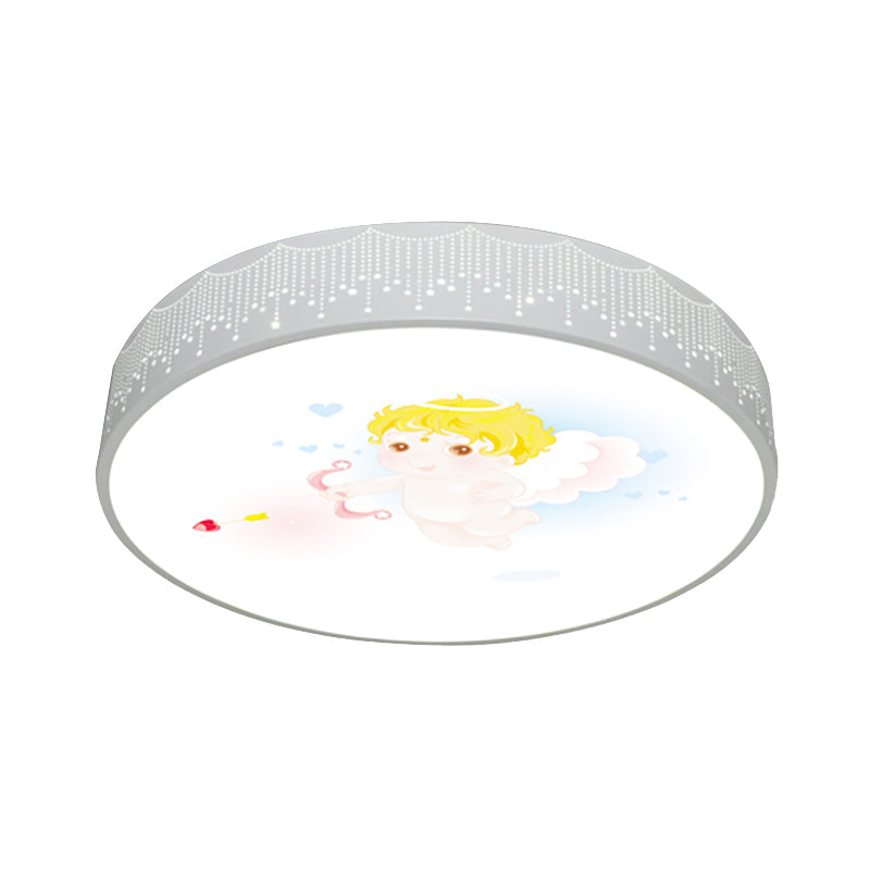 Kids Cartoon Circle Ceiling Light - Flush Acrylic Fixture