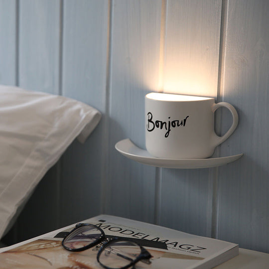 Modern White Coffee Cup Wall Sconce For Bedroom Lighting