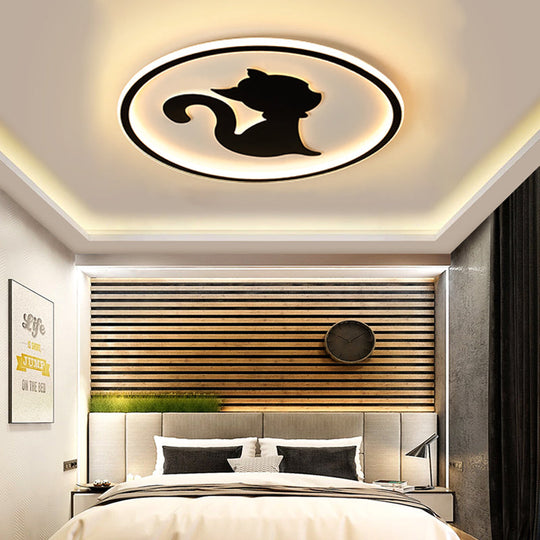 Acrylic Led Kitten Ceiling Fixture - Animal Inspired Light For Bedroom And Nursery Black / Warm