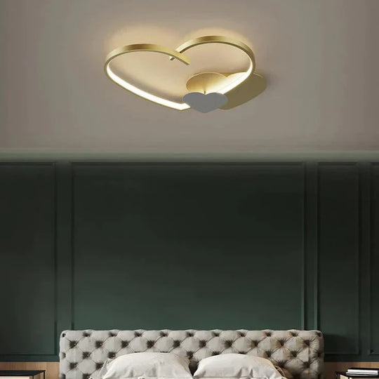 Modern Simple Copper Heart-shaped Led Room Ceiling Lamp