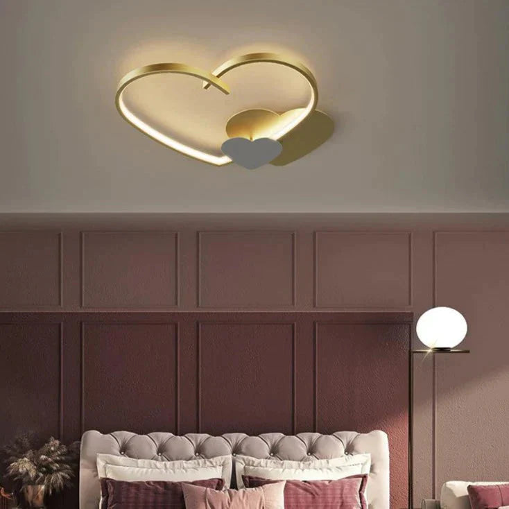 Modern Simple Copper Heart-shaped Led Room Ceiling Lamp