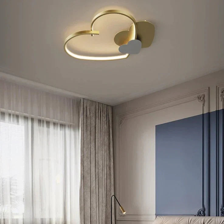 Modern Simple Copper Heart-shaped Led Room Ceiling Lamp