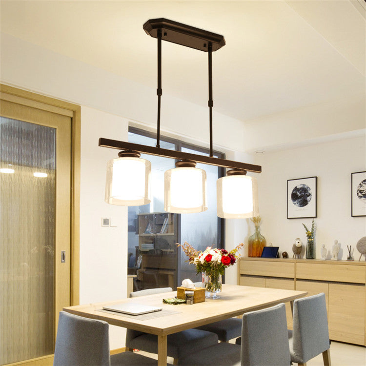 Cylinder Island Pendant Light Fixture - Modern Black/Silver Clear Glass Ideal For Kitchen