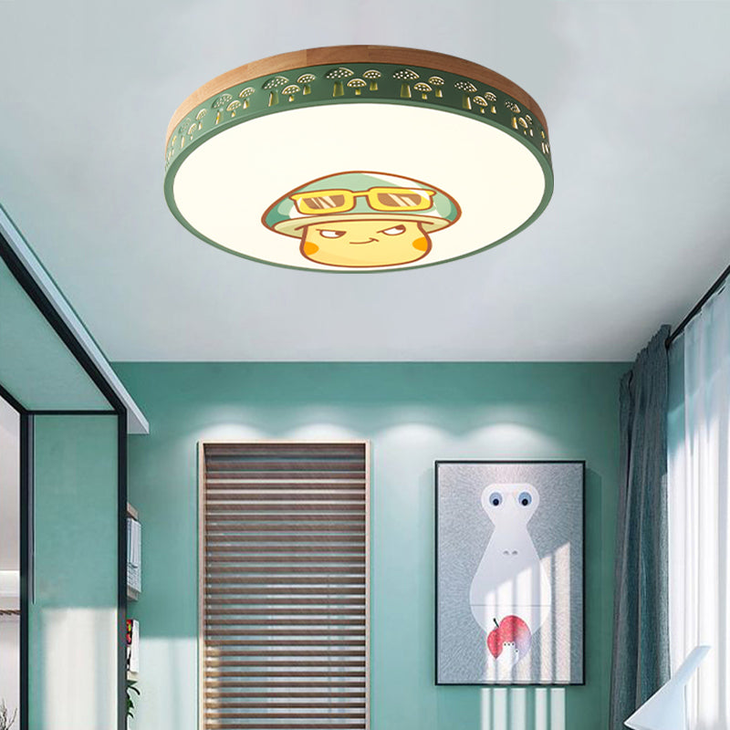 Modern Flush Mount Kindergarten Ceiling Light Fixture Green / 12 Warm