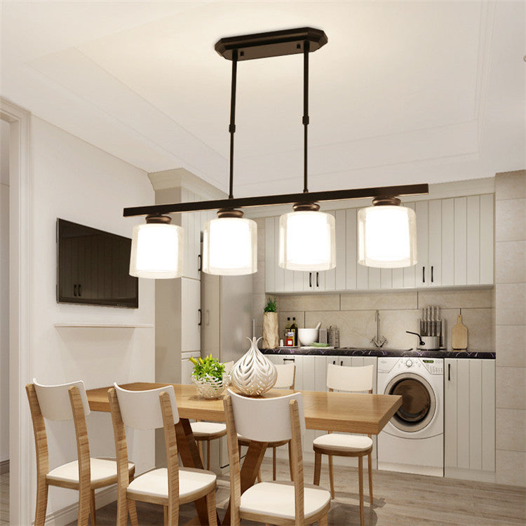 Cylinder Island Pendant Light Fixture - Modern Black/Silver Clear Glass Ideal For Kitchen