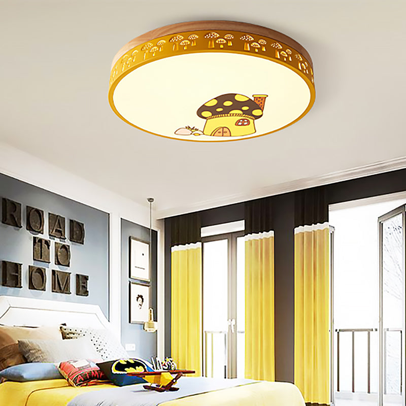 Modern Flush Mount Kindergarten Ceiling Light Fixture Yellow / 12 White