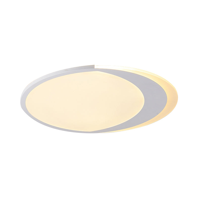 Crescent LED Ceiling Light for Kids' Bedroom - Simple Acrylic Flush Lamp in White