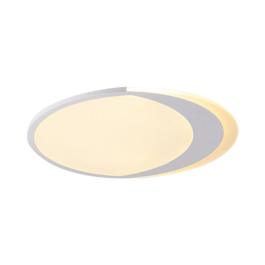 Crescent LED Ceiling Light for Kids' Bedroom - Simple Acrylic Flush Lamp in White