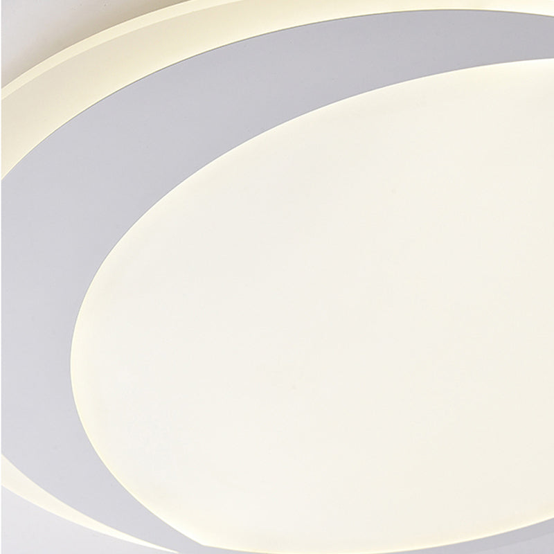 Crescent LED Ceiling Light for Kids' Bedroom - Simple Acrylic Flush Lamp in White