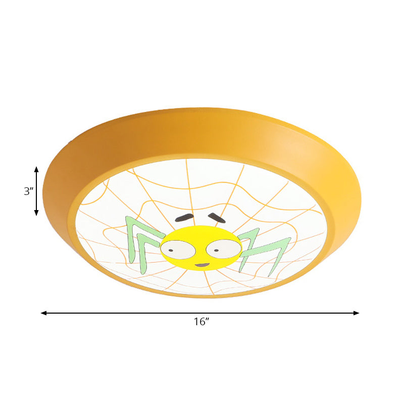 Yellow Round Spider Cartoon Ceiling Light - Acrylic Flush Mount