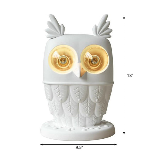 White Resin Owl Table Lamp - Creative Office Lighting With Plug-In Cord