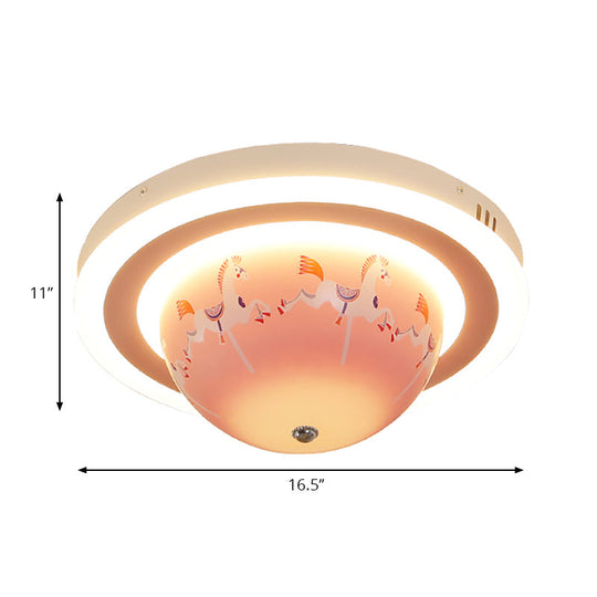 Art Deco Acrylic Bowl Flush Ceiling Light Fixture For Dining Room