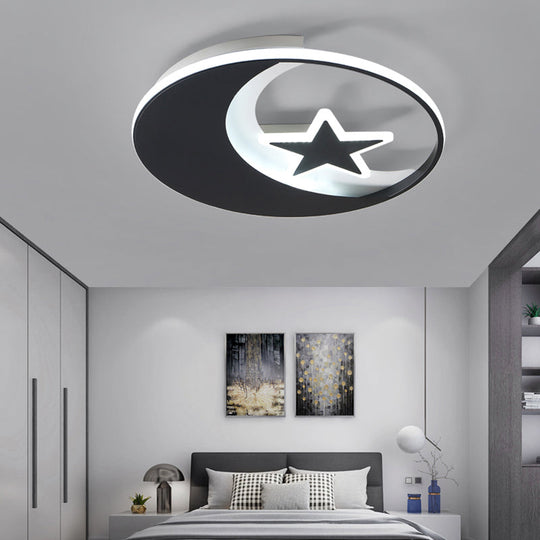 Starry Black Led Ceiling Light For Kids Bedrooms Brown / 16.5 White