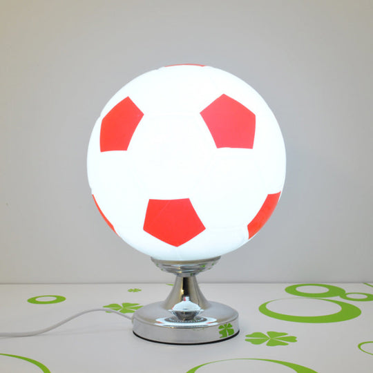 Opal Glass Football Table Light - Stylish 1-Head Sport Reading For Study Room Red