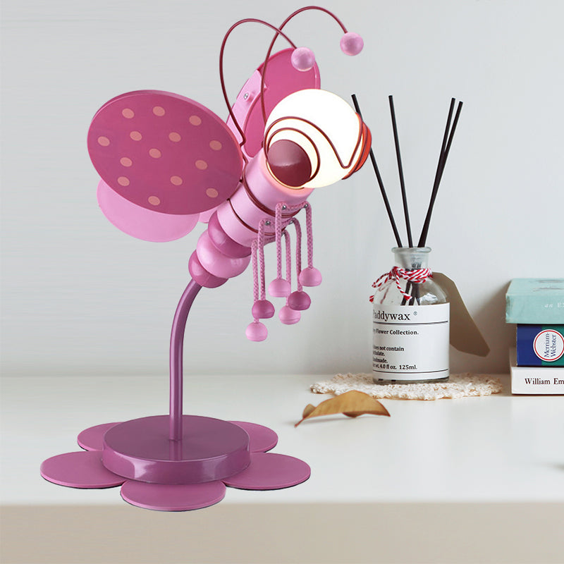 Bee-Theme Cartoon Desk Lamp: Metal Reading Light For Kids Study Room