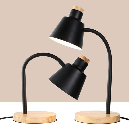 Nordic Style Metal Desk Lamp - 1-Head Bucket Design For Child Bedroom