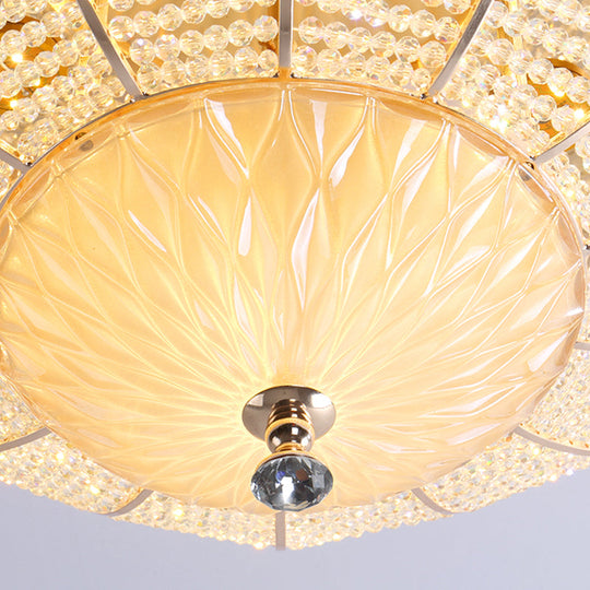 Minimalist Flower Crystal Ceiling Mount Led Flush Lighting - Gold Finish (14/19.5/23.5 Wide) Bedroom