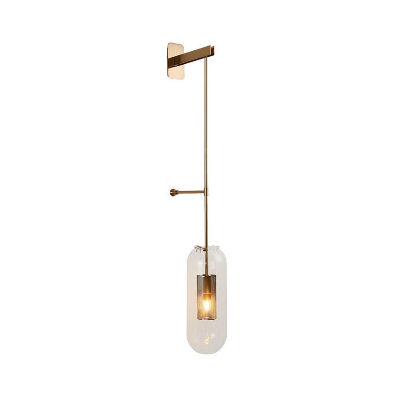 Gold Metal Wall Lamp With Postmodern Design And 1 Light For Living Rooms