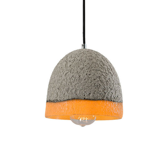 Nordic Grey Dome/Cone/Barn Shaped Hanging Light for Kitchen Bar Ceiling - 1 Head Pendant