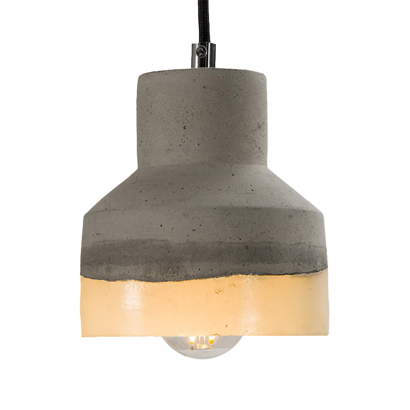 Nordic Grey Dome/Cone/Barn Shaped Hanging Light for Kitchen Bar Ceiling - 1 Head Pendant