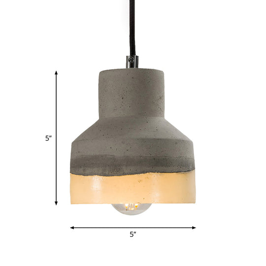 Nordic Grey Dome/Cone/Barn Shaped Hanging Light for Kitchen Bar Ceiling - 1 Head Pendant