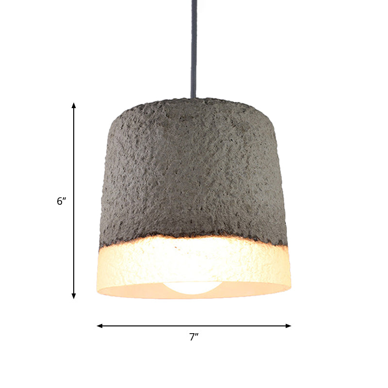 Nordic Grey Dome/Cone/Barn Shaped Hanging Light for Kitchen Bar Ceiling - 1 Head Pendant