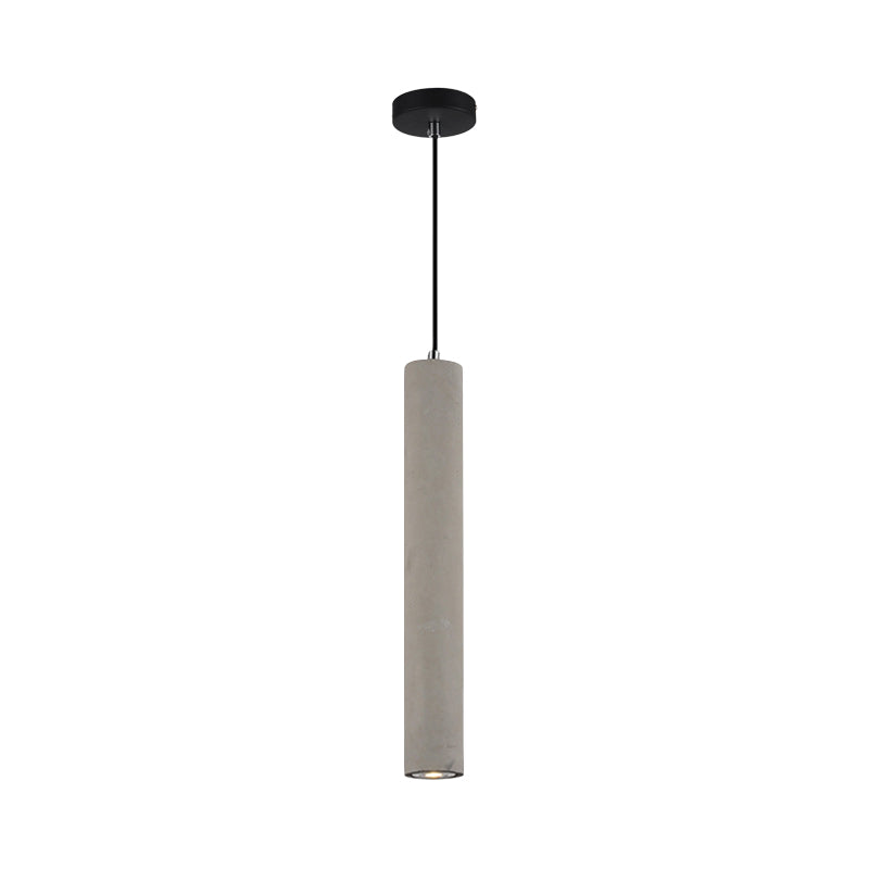 LED Nordic Ceiling Lamp - White/Yellow Light - Cement Tubular Bedside Down Lighting Pendant - 10.5"/19.5" Tall