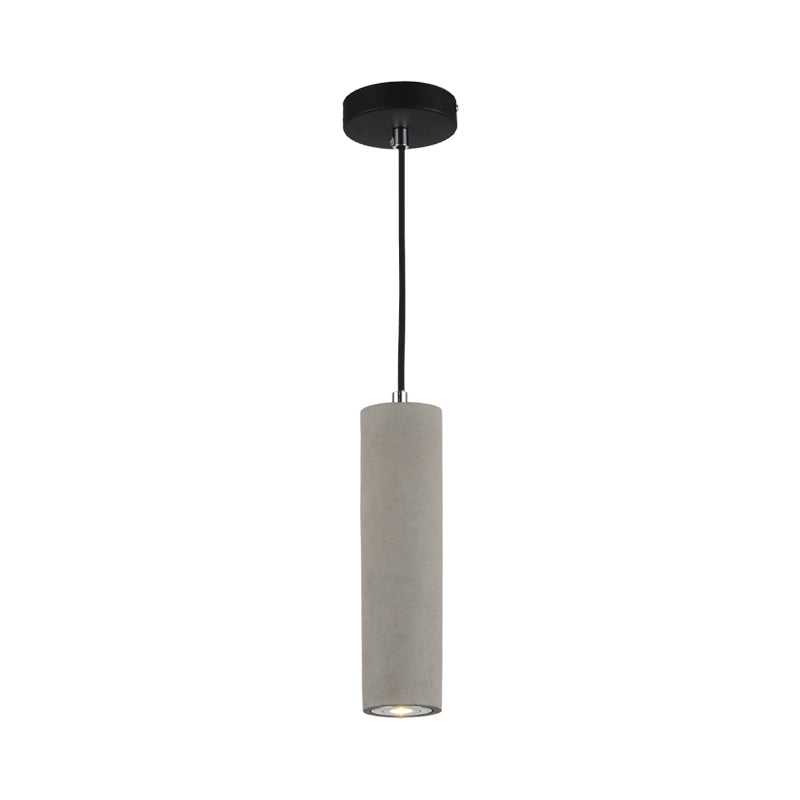 LED Nordic Ceiling Lamp - White/Yellow Light - Cement Tubular Bedside Down Lighting Pendant - 10.5"/19.5" Tall